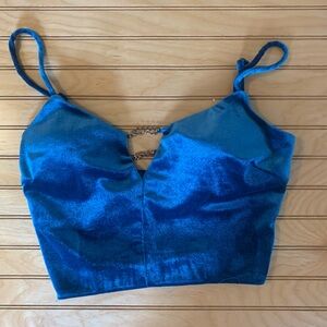 Blue Velvet padded Crop Top